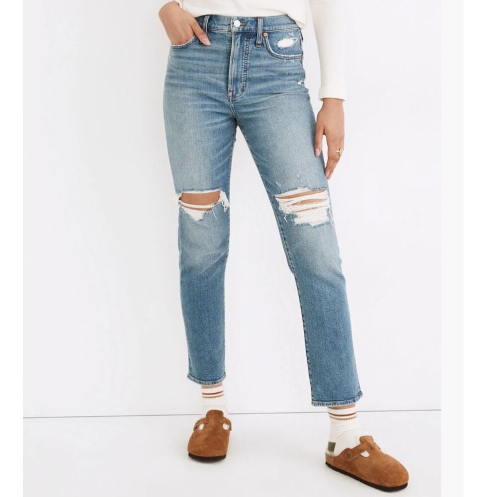 Madewell Perfect Vintage‎ Jeans Straight Ripped Distressed High Rise Denman 27